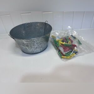 Doll Size Metal Laundry Wash Tub and Clothes Pins for 18 in Dolls